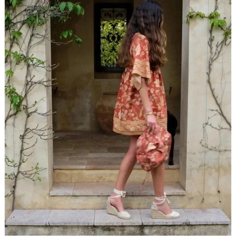 NWT SPELL & THE GYPSY Sloan Smock Mini Dress in Ochre Size M - Picture 6 of 16